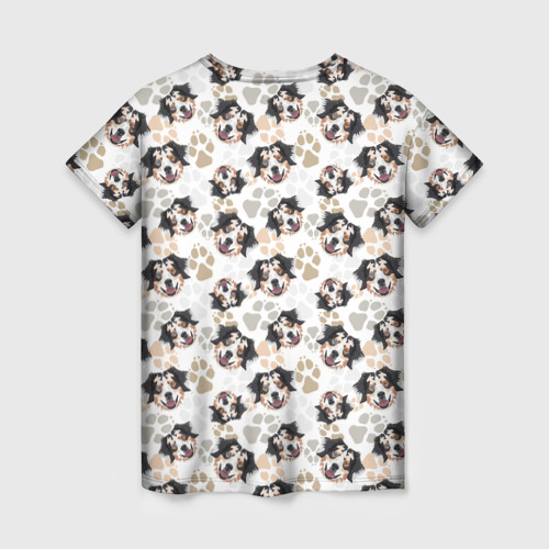 Женская 3D футболка с принтом Собака Австралийская Овчарка, вид сзади #1