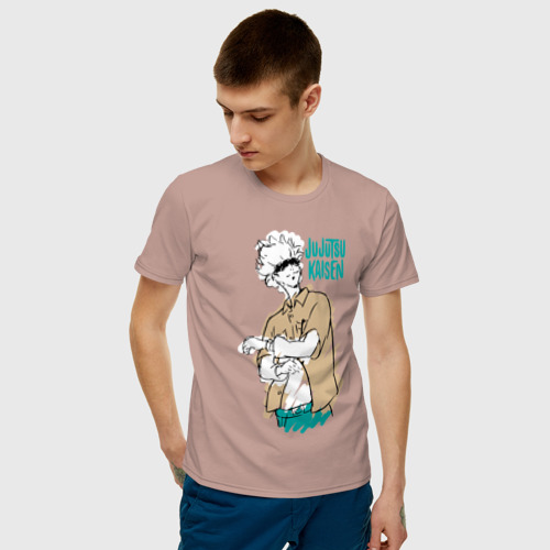 Мужская футболка с принтом Учитель Годжо из Магической Битвы, фото на моделе #1
