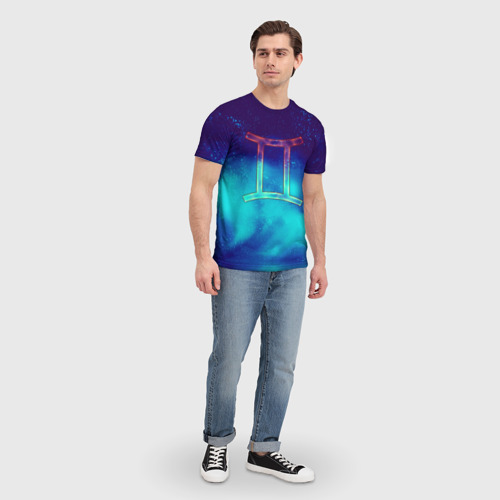 Мужская футболка 3D с принтом Близнецы Gemini, знак зодиака, вид сбоку #3