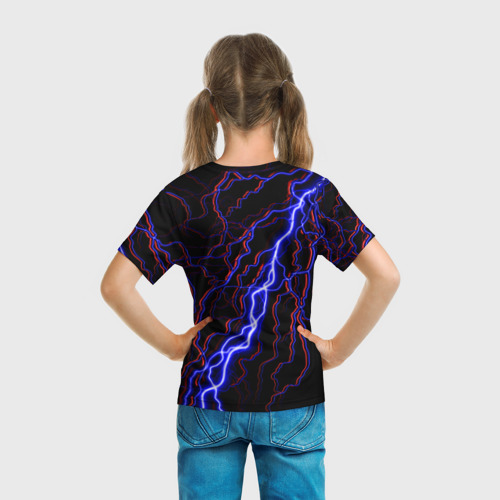 Детская 3D футболка с принтом POPPY PLAYTIME GLITCH | ПОППИ ПЛЕЙТАЙМ ХАГГИ ВАГГИ МОЛНИЯ, вид сзади #2