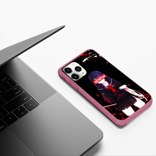 Чехол для iPhone 11 Pro матовый с принтом SENPAI KATANA GIRL, БРЫЗГИ КРАСОК, фото #5