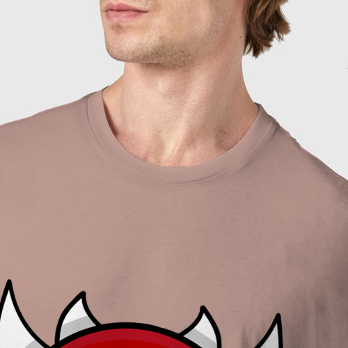 Мужская футболка хлопок с принтом Geometry Dash Rage demon яростный смайл, фото #4