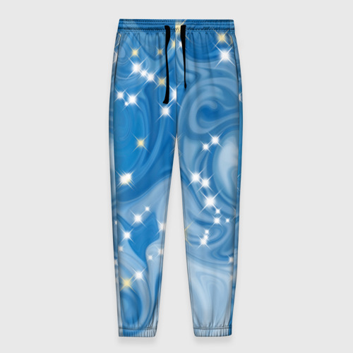 Мужские брюки 3D с принтом Голубая метелица, вид спереди #2