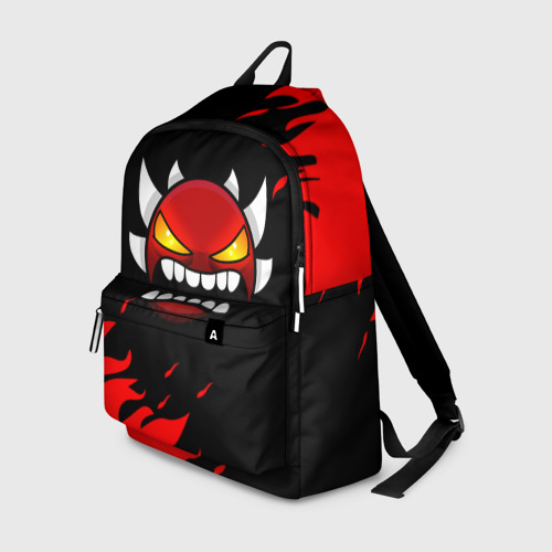 Рюкзак 3D с принтом GEOMETRY DASH DEMON RED FIRE, вид спереди #2