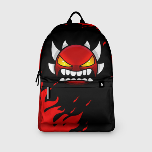 Рюкзак 3D с принтом GEOMETRY DASH DEMON RED FIRE, вид сбоку #3