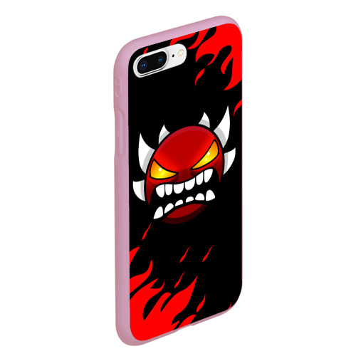 Чехол для iPhone 7Plus/8 Plus матовый с принтом GEOMETRY DASH DEMON RED FIRE, вид сбоку #3