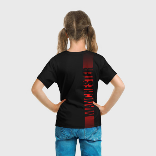 Детская 3D футболка с принтом МАНЧЕСТЕР ЮНАЙТЕД RED LINE, вид сзади #2