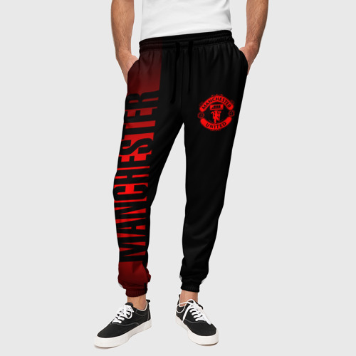 Мужские брюки 3D с принтом МАНЧЕСТЕР ЮНАЙТЕД RED LINE, вид сбоку #3