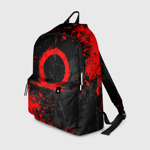 Рюкзак 3D с принтом GOD OF WAR LOGO RED, БРЫЗГИ КРАСОК, вид спереди #2