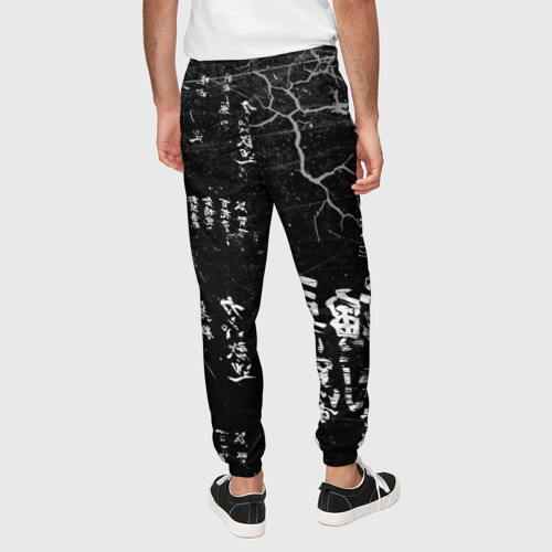 Мужские брюки 3D с принтом Японский дракон и иероглифы, вид сзади #2