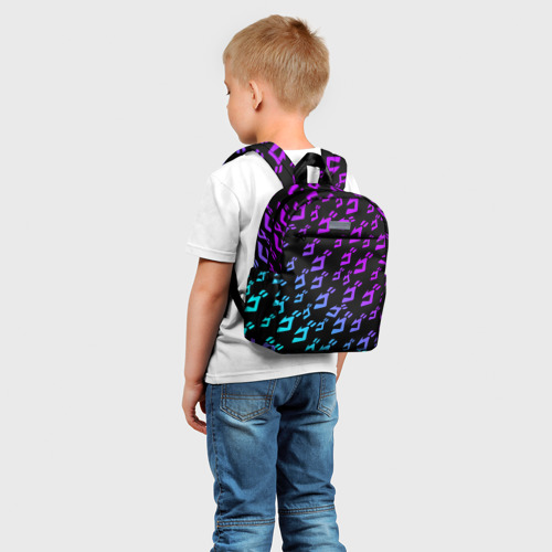 Детский рюкзак 3D с принтом JOJO`S BIZARRE ADVENTURE NEON PATTERN / НЕОН УЗОР, фото на моделе #1