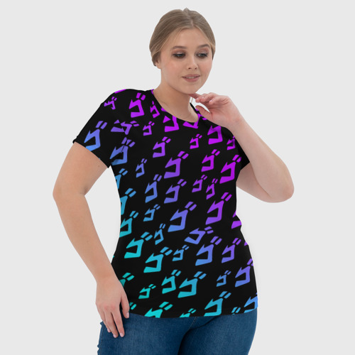 Женская футболка 3D с принтом JOJO`S BIZARRE ADVENTURE NEON PATTERN / НЕОН УЗОР, фото #4
