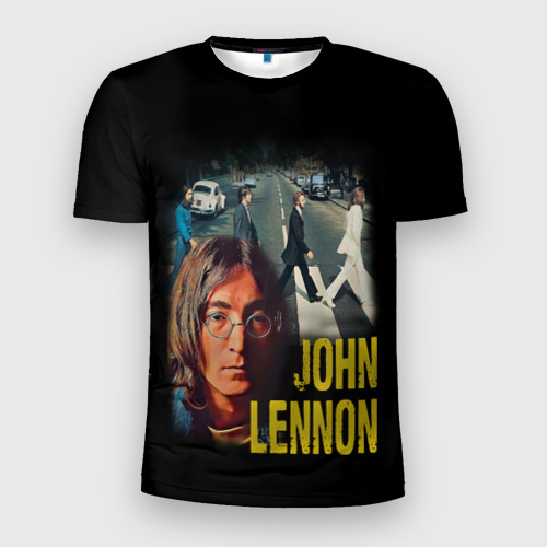 Мужская футболка 3D Slim с принтом The Beatles John Lennon, вид спереди #2