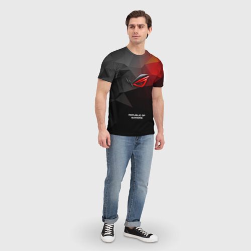 Мужская футболка 3D с принтом ASUS ROG republic of gamers, вид сбоку #3