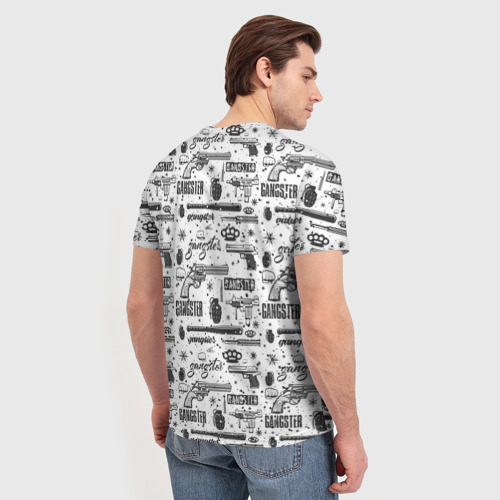 Мужская 3D футболка с принтом Santa Gangster / Санта Гангстер, вид сзади #2