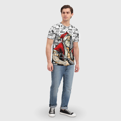 Мужская 3D футболка с принтом Santa Gangster / Санта Гангстер, вид сбоку #3
