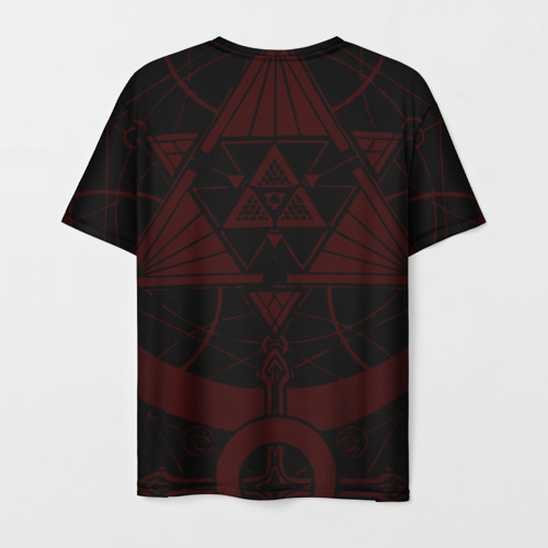 Мужская футболка 3D с принтом Стальной алхимик красная эмблема, вид сзади #1