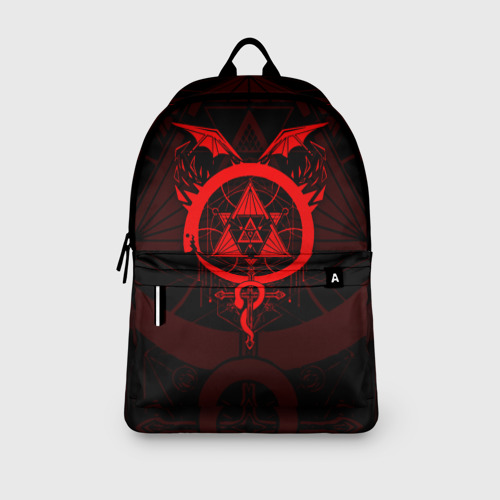Рюкзак 3D с принтом Стальной алхимик красная эмблема, вид сбоку #3