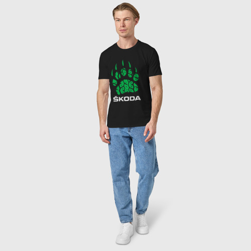 Мужская футболка хлопок с принтом Skoda Шкода хищник, вид сбоку #3