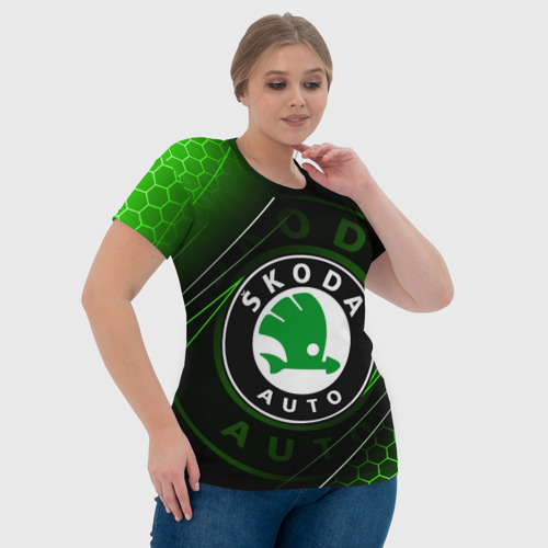 Женская футболка 3D с принтом SKODA SPORT / ШКОДА СПОРТ / ЛИНИИ / LINES, фото #4