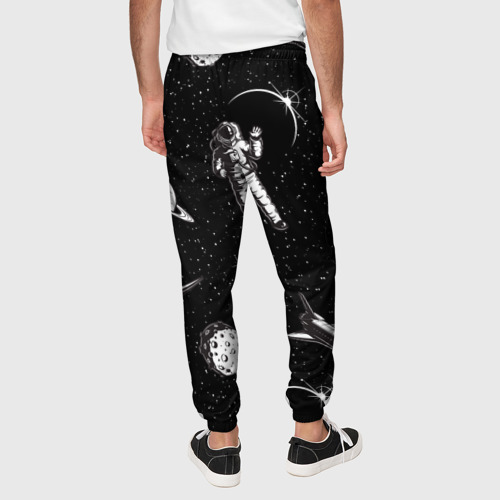 Мужские брюки 3D с принтом Космический вояж, вид сзади #2