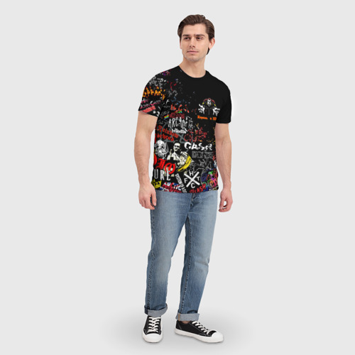 Мужская 3D футболка с принтом КОРОЛЬ И ШУТ | ЛОГО РОК ГРУПП, вид сбоку #3