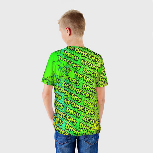 Детская 3D футболка с принтом Geometry Dash - Геометри Дэш, вид сзади #2