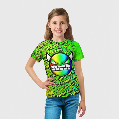 Детская 3D футболка с принтом Geometry Dash - Геометри Дэш, вид сбоку #3
