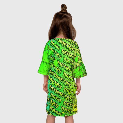 Детское платье 3D с принтом Geometry Dash - Геометри Дэш, вид сзади #2