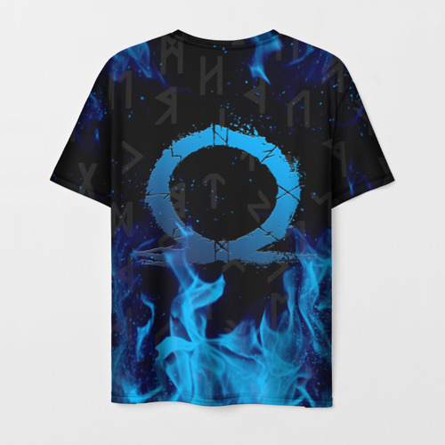 Мужская футболка 3D с принтом Бог войны Кратос в огне на спине, вид сзади #1