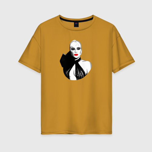 Женская футболка oversize с принтом Портрет Гаги, вид спереди #2