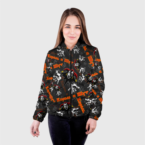 Женская куртка 3D с принтом КОРОЛЬ И ШУТ / РУССКИЙ РОК / УЗОР, фото на моделе #1