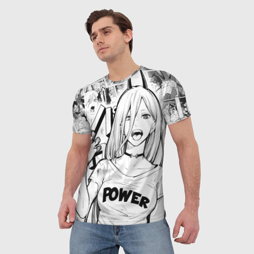 Мужская футболка 3D с принтом Power - Chainsaw-Man, фото на моделе #1