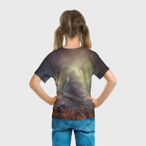 Детская футболка 3D с принтом Славянский Воин Защитник, вид сзади #2