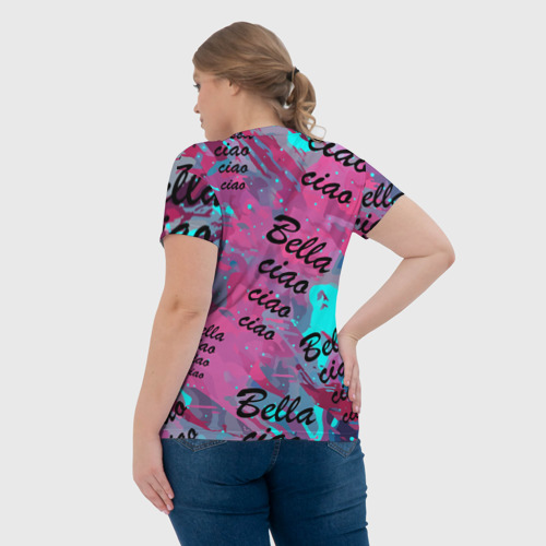 Женская футболка 3D с принтом Бумажный дом Белла чао, вид сзади #2