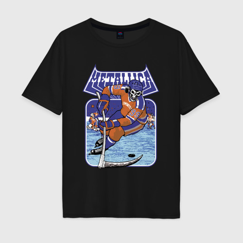 Мужская футболка хлопок Oversize с принтом Metallica - hockey, вид спереди #2