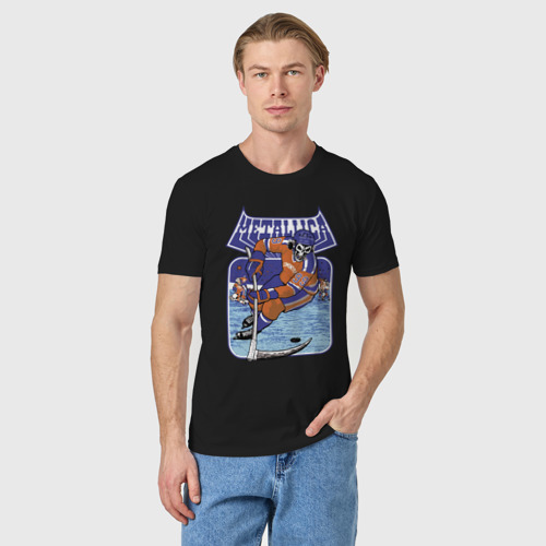 Мужская футболка хлопок с принтом Metallica - hockey, фото на моделе #1
