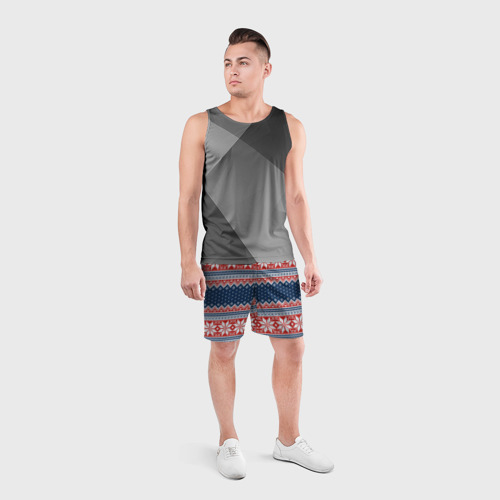 Мужские шорты спортивные с принтом Knitted Pattern, вид сбоку #3