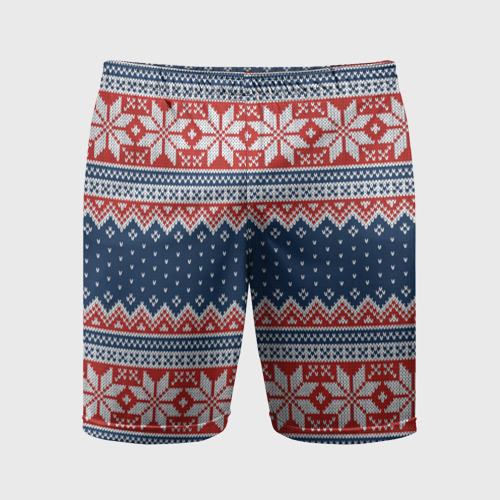 Мужские шорты спортивные с принтом Knitted Pattern, вид спереди #2