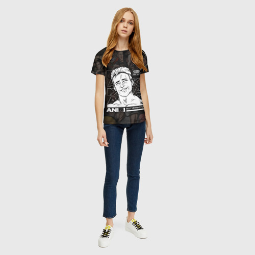 Женская футболка 3D с принтом Billy Herrington Билли Херрингтон gachimuchi Aniki, вид сбоку #3