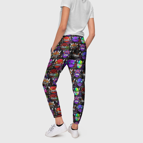 Женские брюки 3D с принтом Geometry Dash Logo - Геометри Дэш логотип, вид сзади #2