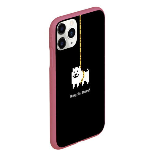 Чехол для iPhone 11 Pro Max матовый с принтом UNDERTALE DOG НА КАНАТЕ, вид сбоку #3