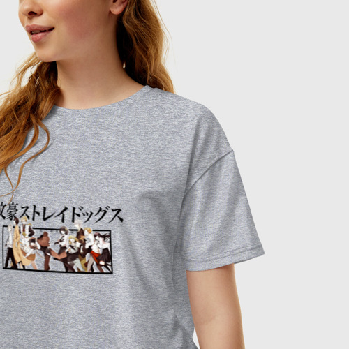 Женская футболка хлопок Oversize с принтом Bungou stray dogs Члены Вооруженного Детективного Агентства, фото на моделе #1