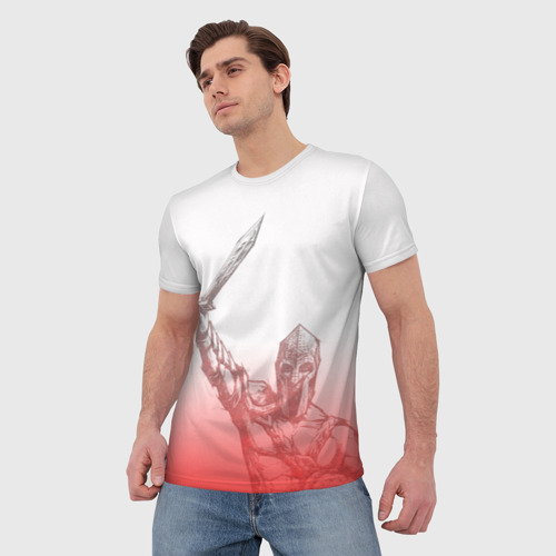 Мужская футболка 3D с принтом Спартак Гладиатор White Theme, фото на моделе #1