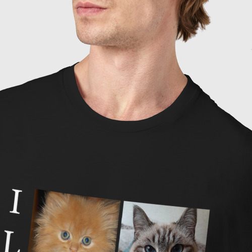 Мужская футболка хлопок с принтом I LOVE CATS | Я ЛЮБЛЮ КОШЕК, фото #4