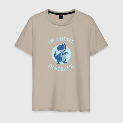 Мужская футболка хлопок с принтом Маленький милый динозавр, вид спереди #2