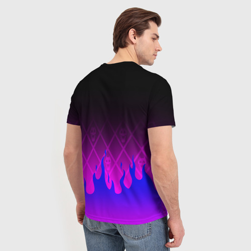 Мужская 3D футболка с принтом JOJO / KILLER QUEEN / КОРОЛЕВА УБИЙЦА / FIRE STYLE, вид сзади #2