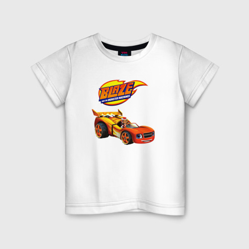 Детская футболка хлопок с принтом Вспыш и чудо машинки Эй-Джей в авто, вид спереди #2