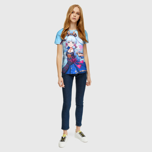 Женская 3D футболка с принтом Аяка - Геншин Импакт, вид сбоку #3