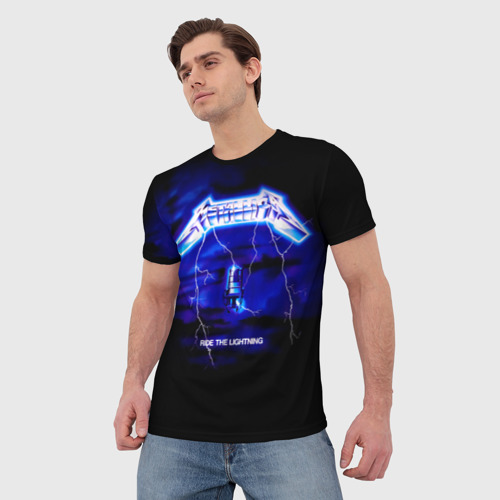 Мужская 3D футболка с принтом Ride the Lightning - Metallica, фото на моделе #1